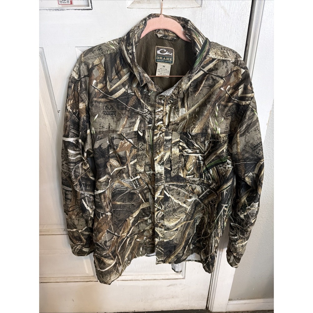 Drake Waterfowl Men Long Sleeve Campflauge Size M Shirt